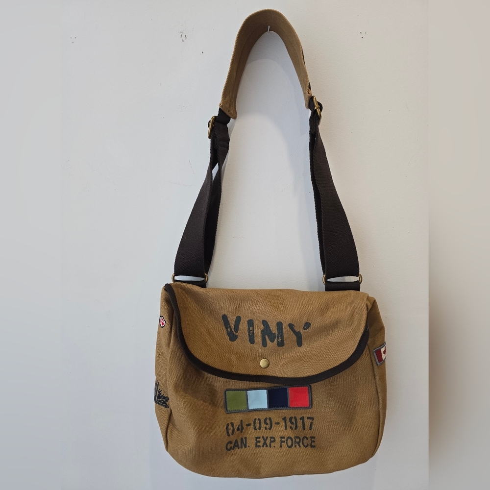 VIMY RED CANOE Canvas Messenger Bag Brown Shoulder Ajustable Strap 16x14